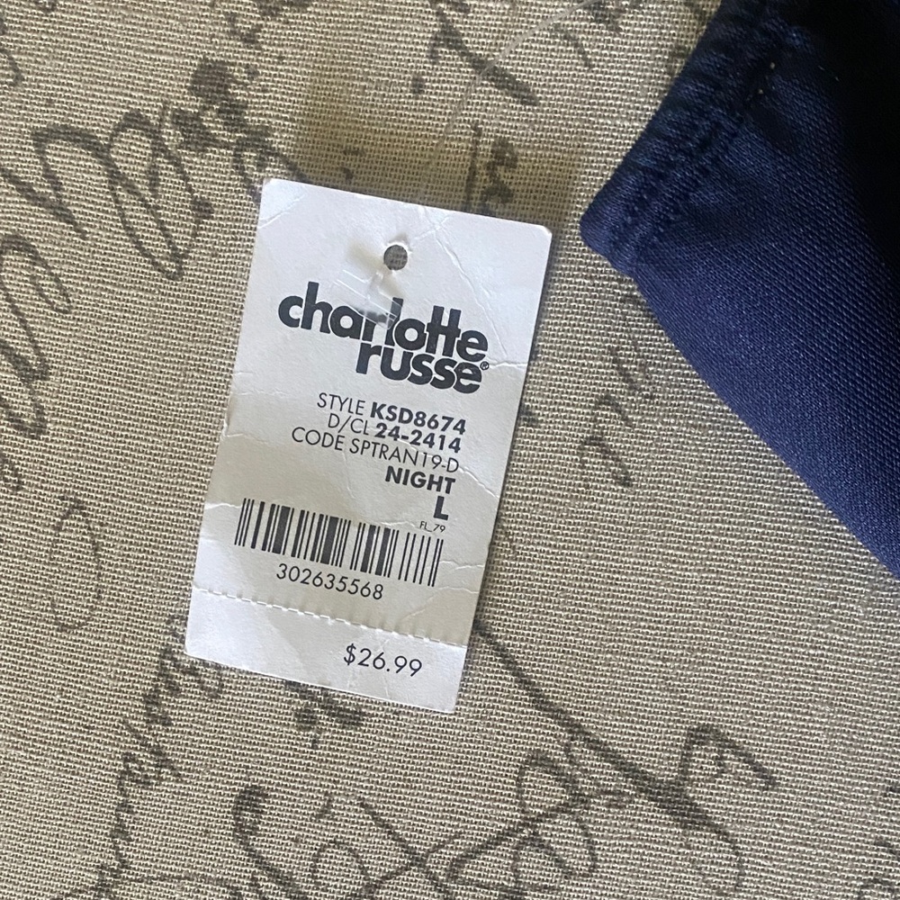 NWT Charlotte Russe Strapless Navy Tie-Waist Cocktail Dress - Picture 10 of 11
